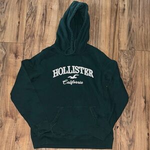 Hollister Dark Teal Pullover Hoodie with White Logo